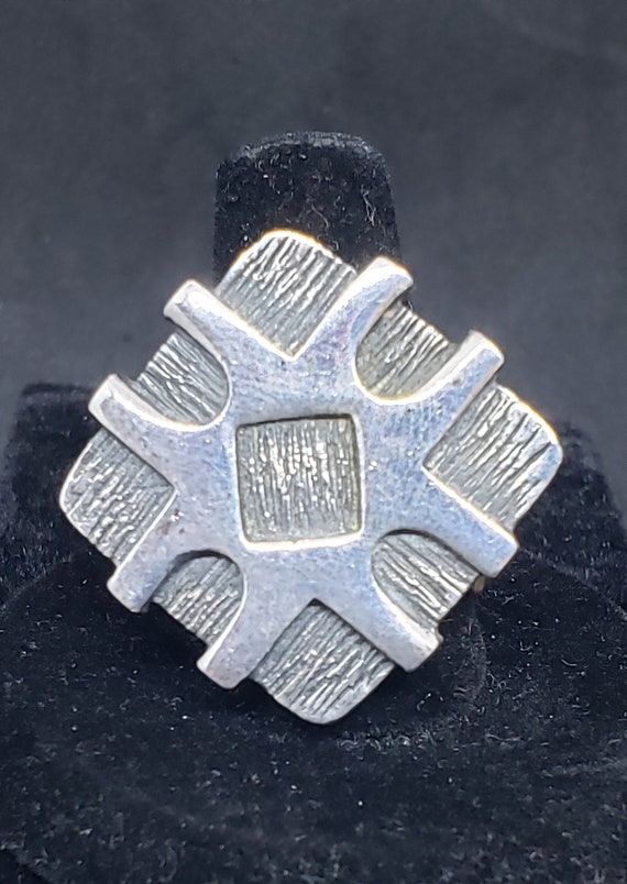Vintage Repurposed Adjustable Ring Silver Abstrac… - image 2