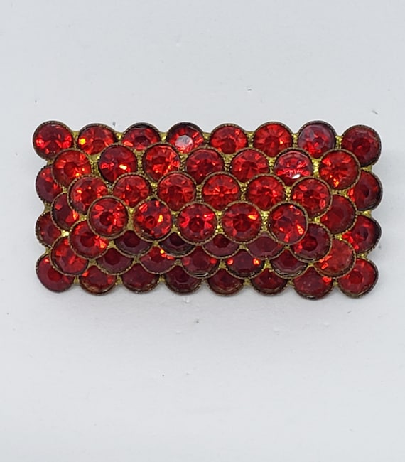 Antique Signed Czechoslovakia Stacked Bar Pin Rub… - image 1