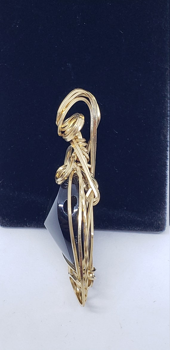 Vintage Sardonyx Wrapped 14k Gold Filled Wire Pen… - image 4