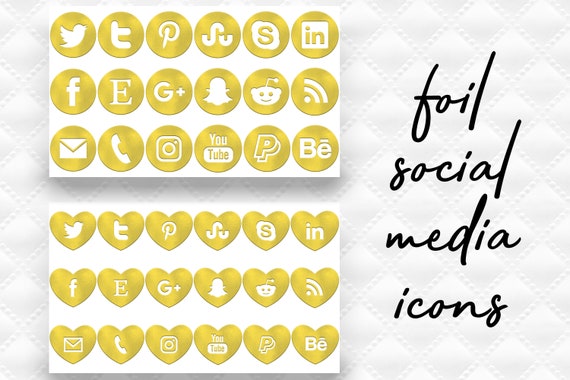 Gold Foil Social Media Icons Social Media Buttons Contact Etsy
