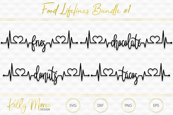 Lebensmittel Lifeline Svg Bundle 1 Ausgeschnittene Datei Silhouette Cameo Cricut Herzschlag Svg