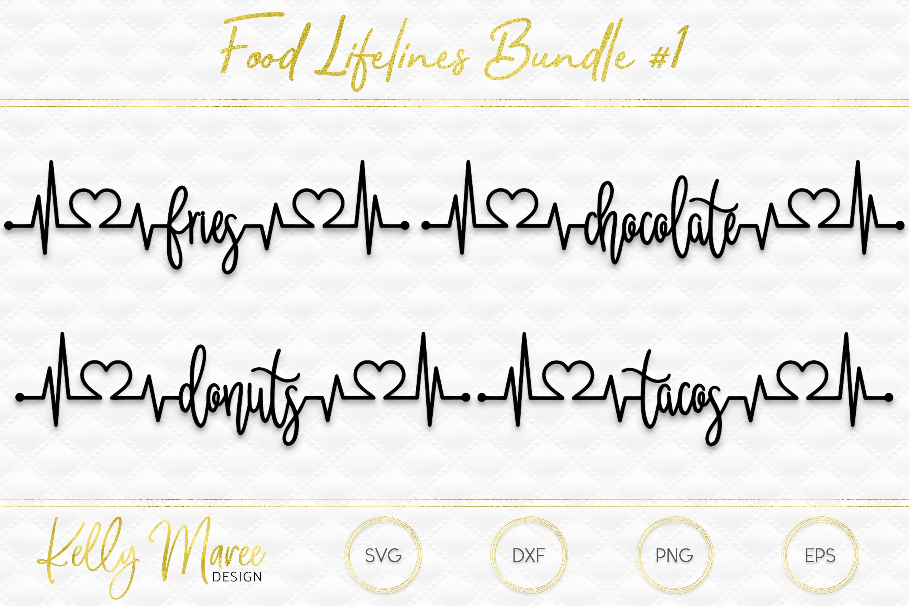 Lebensmittel Lifeline Svg Bundle 1 Ausgeschnittene Datei Silhouette Cameo Cricut Herzschlag Svg