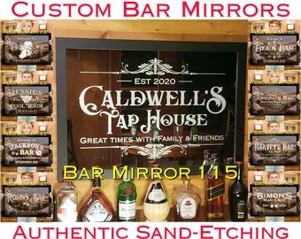 MAN BIRTHDAY GIFT for him | Customized Unique Home Bar Mirror | 33"x23" personalized sandblast etching for basement bar man cave mancave
