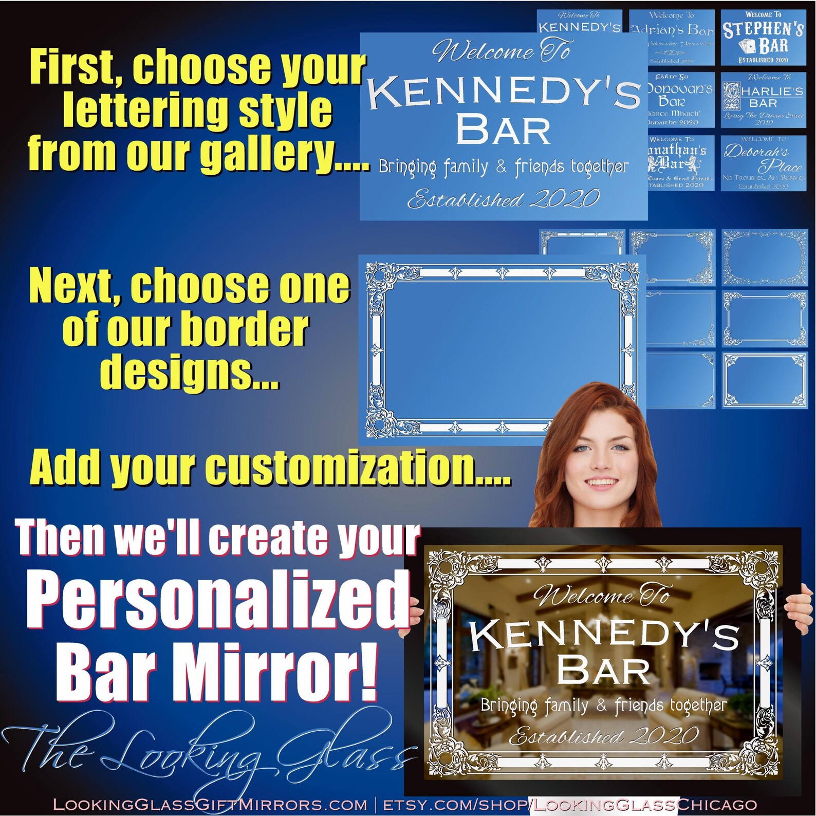 PERSONALIZED BAR MIRRORS Design Your Own Unique Custom Home Etsy