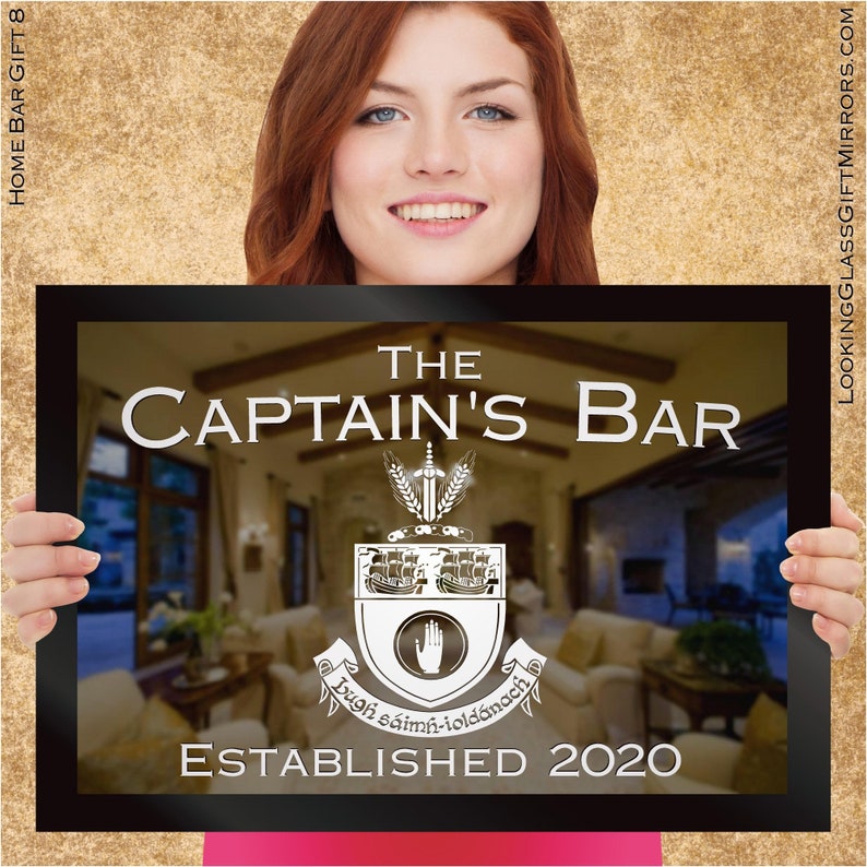 SPORTS BAR MIRROR Your Team Logo Customizes This Home Bar Etsy