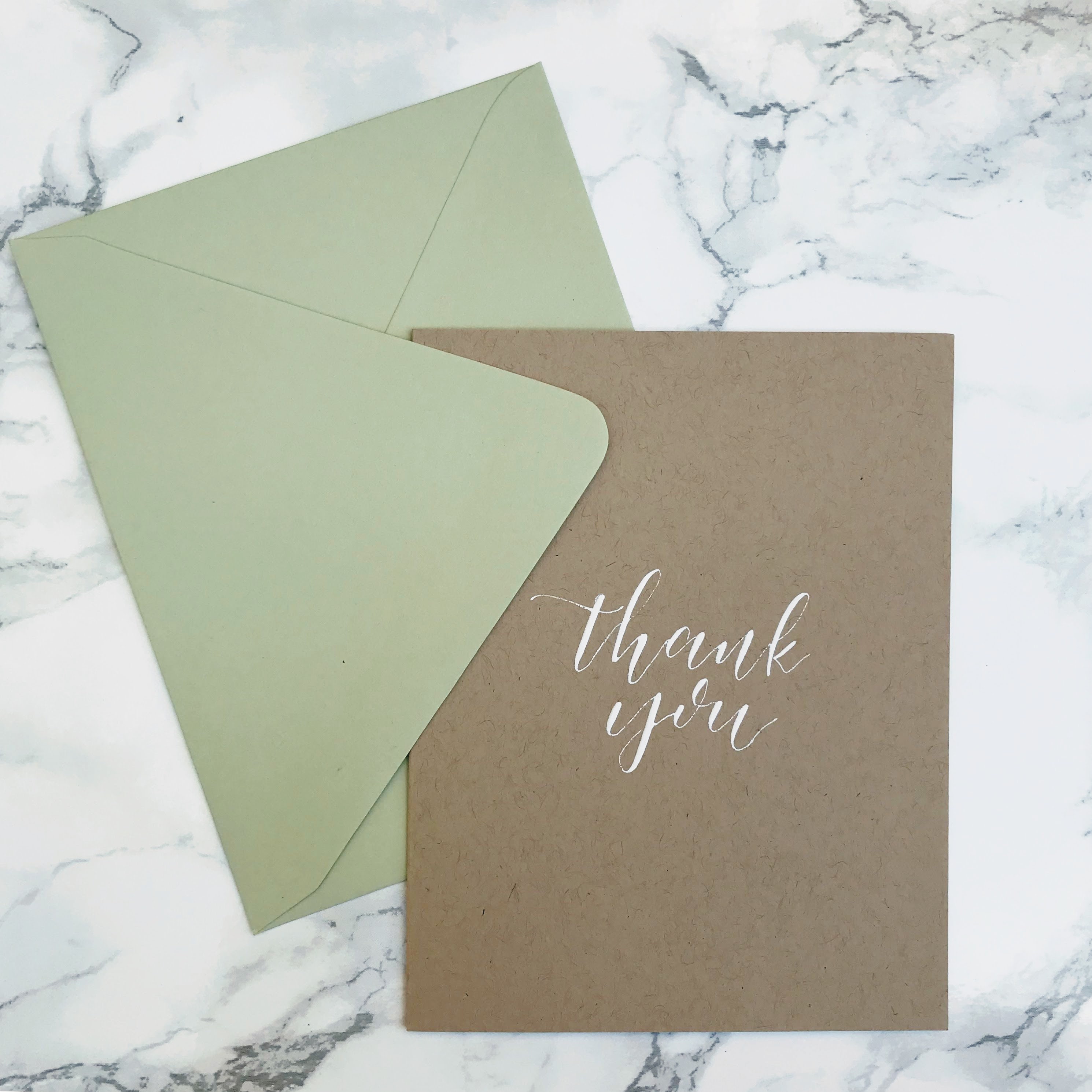 Set of 5 Thank You Cards, Stationery Set, Thank You Cards, Thank You Card Set, Kraft Paper Thank
