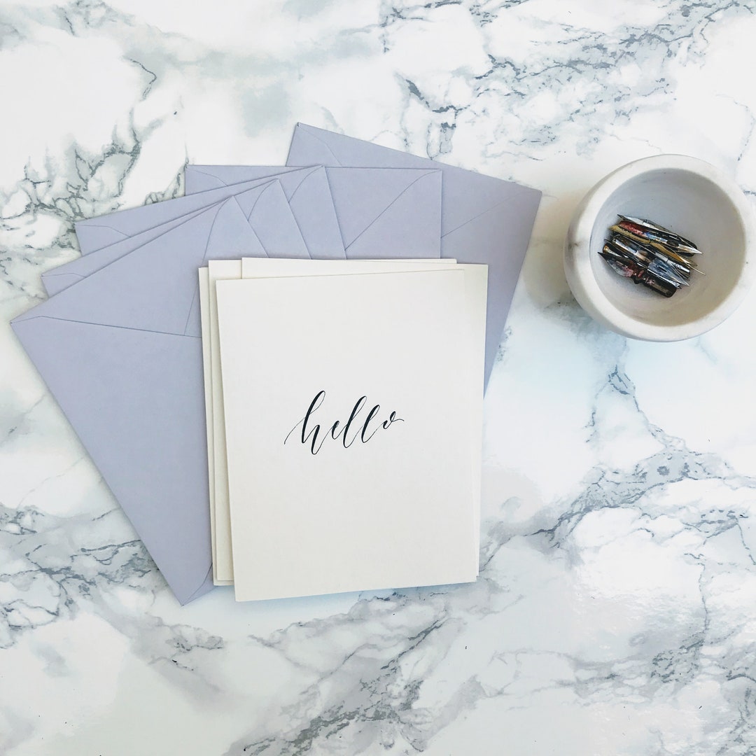Set of 5 Hello Cards Greeting Card Set Stationery Set Hello - Etsy