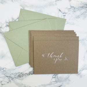 Set of 5 Thank You Cards, Stationery Set, Thank You Cards, Thank You Card Set, Kraft Paper Thank You Cards, Kraft Paper Stationery Set