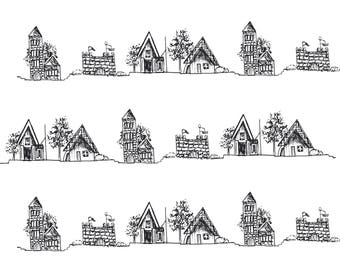 Tiny House Pattern Digital Print