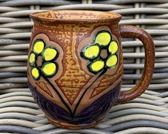 Japan Stoneware Mug with Yellow Flowers