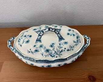 Antique 1890’s Thomas Furnival and Sons Blue and White Tureen in KEW pattern