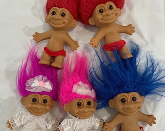 Russ Troll Bride Dolls and Boy Dolls 5” Tall. Set of Five.