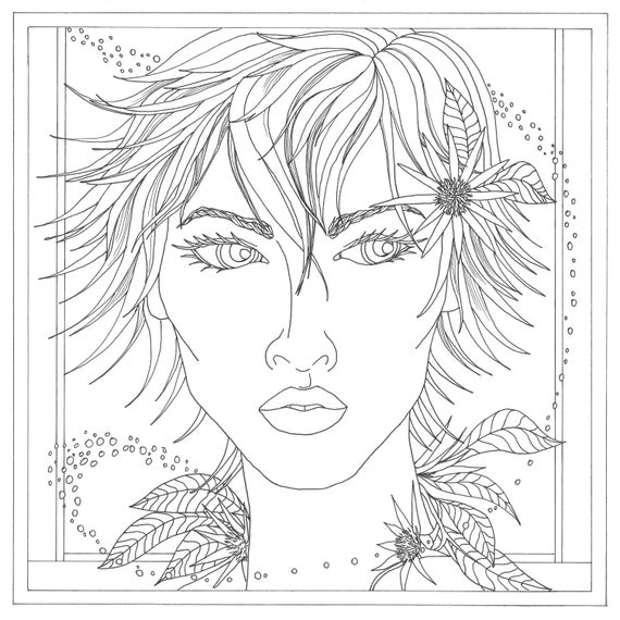 Dame De La Nature Coloriage Adulte Etsy