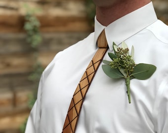 Ultra FLEXIBLE WOOD TIE - Rustic Lux, Cherry, Light weight, real wood, rustic reception, events, gifts for him, groomsmen gifts, unique ties