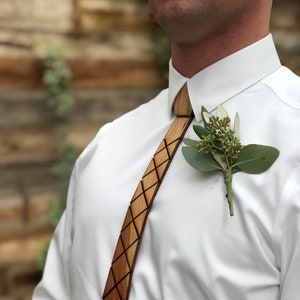 Ultra FLEXIBLE WOOD TIE - Rustic Lux, Cherry, Light weight, real wood, rustic reception, events, gifts for him, groomsmen gifts, unique ties