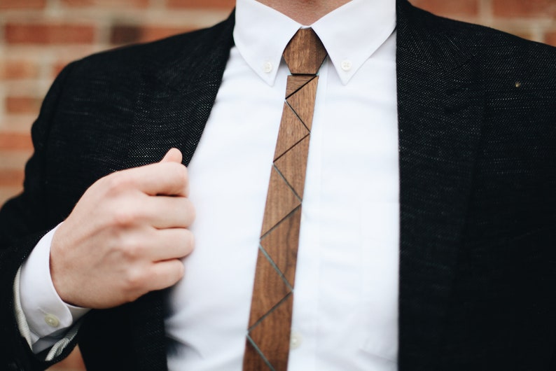 FLEXIBLE WOOD TIE KAP0. Rustic Wedding Ideas, neck lumber, light, unique Christmas Gifts for him. Wedding tie, A Special Occasion necktie image 1