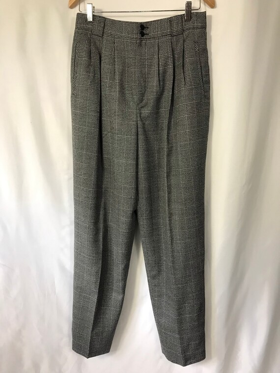 Gray Houndstooth Slacks / Size 12 Long / Size L /