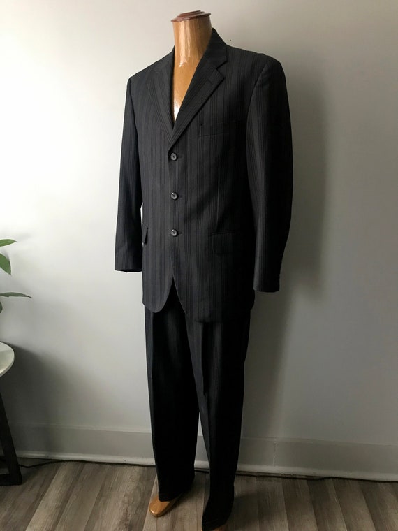 Pinstripe Suit / Black and Pink Pinstripe Suit / … - image 2