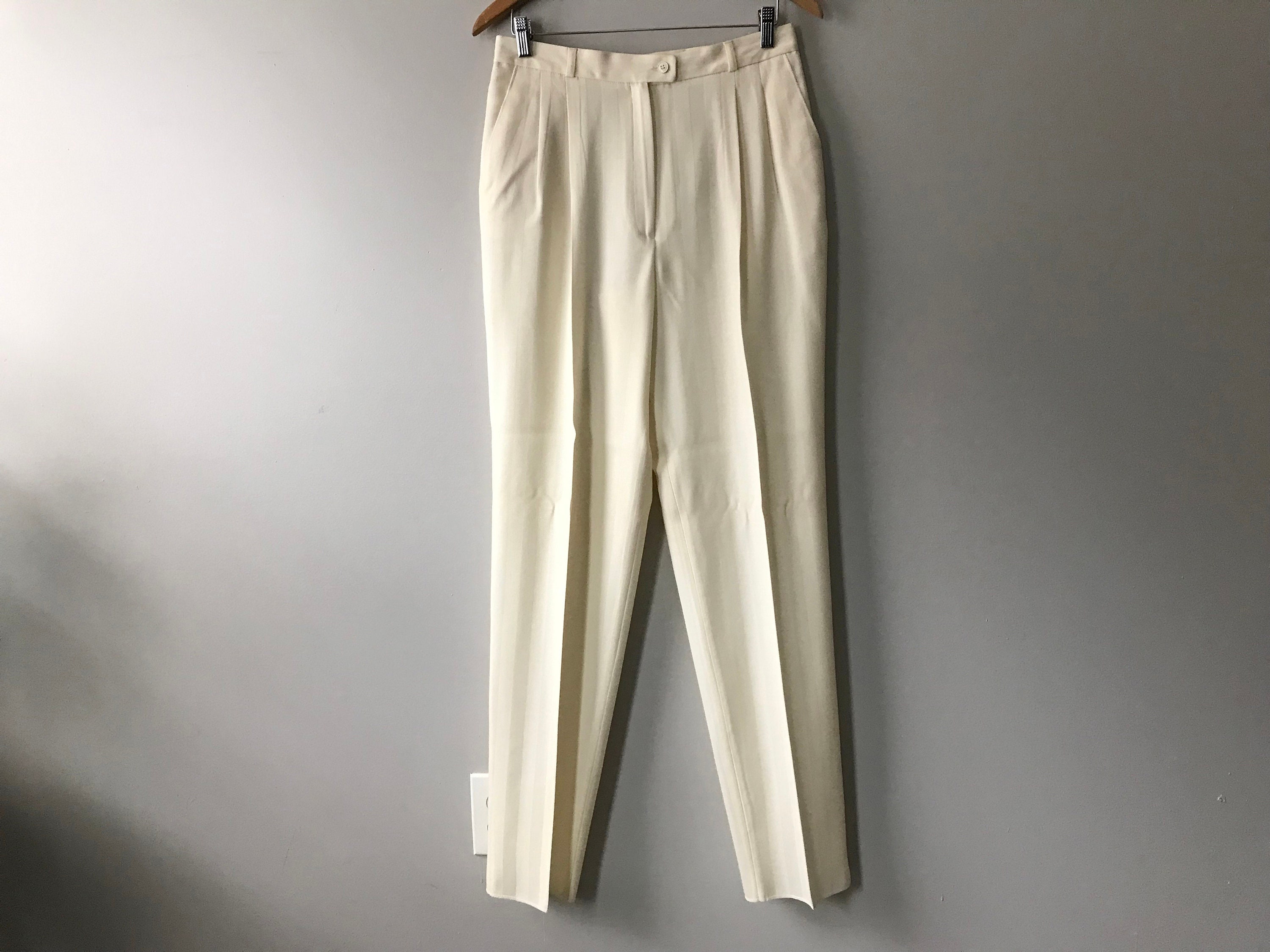 Cream Striped Trousers / Size L 12 / Le 