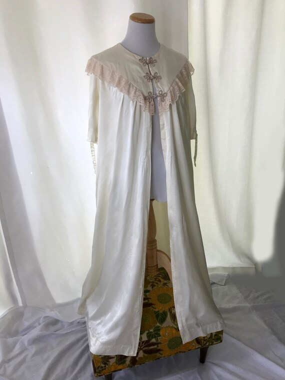 Satin Dressing Gown / 40's Dressing Gown / Ivory S