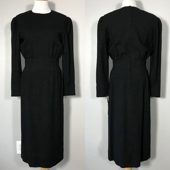 Black Wool Dress / Size M / 28 Waist / Ernst Strau
