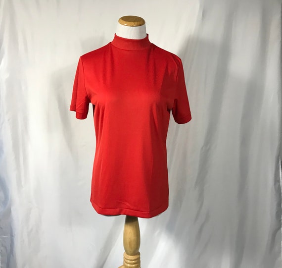 1970's Red Mockneck Shirt - image 1