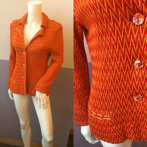 rare 1970s Missoni flame print orange with white u