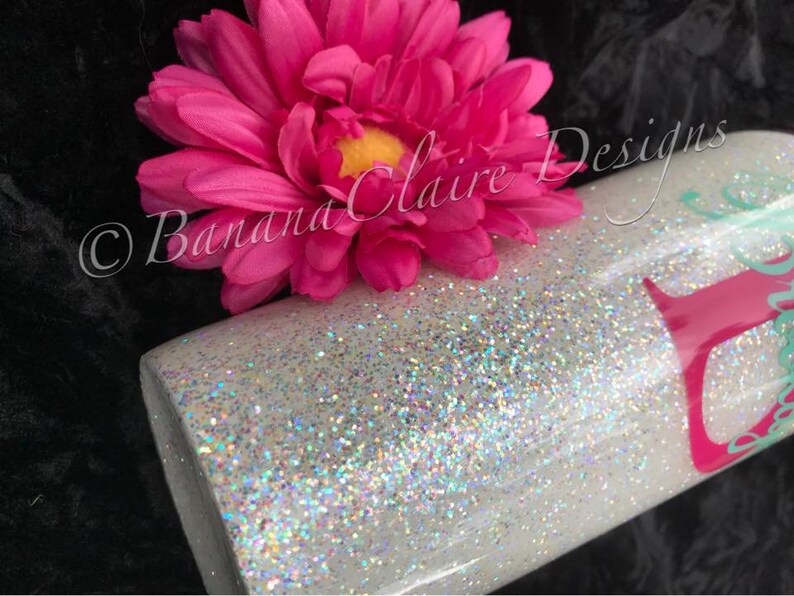 Glitter Initial Name tumbler Etsy