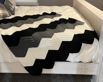 Chevron Blanket - Chevron Afghan, Crochet Blanket - Crochet Afghan