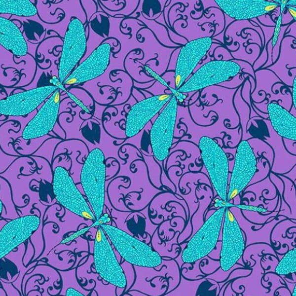 Purple Dragonflies Fabric - Ink & Arrow - Hayden Collection