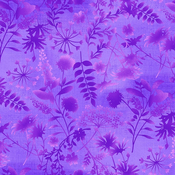 Purple Wildflower Toss Fabric Feather & Flora Collection by Studio E 4493-55