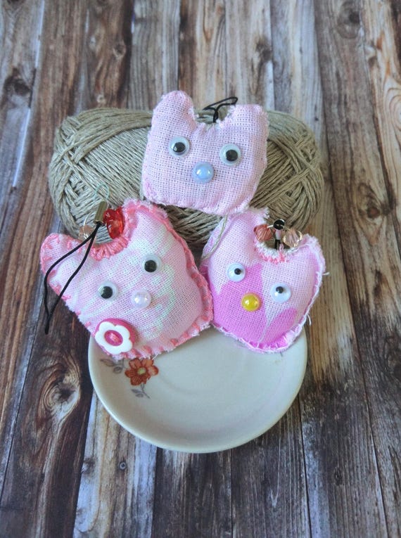 Backpack kids charm animal zipper chain Pink fabric keychain Etsy