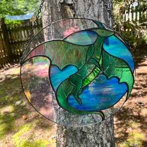 Stained Glass Green Dragon - Etsy