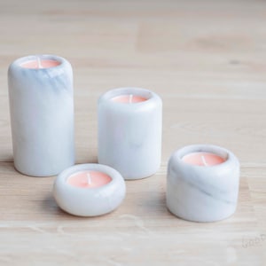 Set of 4 Marble candleholders // Mid Century Home Decor