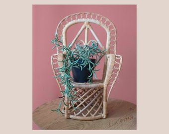 Small Boho chair // Rotan/Rattan planter // Bohemian deco // Good Vintage Lifestyle