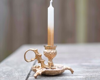 Thistle candlestick solid // room stick holder made of brass and bronze // thistle pattern