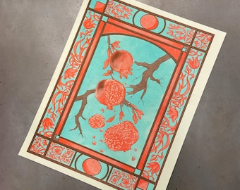 Risograph Print- Pomegranates