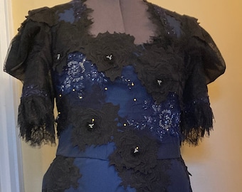 2X, 1880, Reproduction, Gilded Age, Bustle Ball Gown, Round Midnight