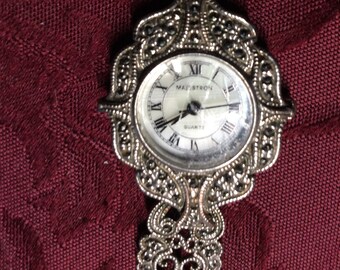 Vintage, Majestron, Quartz, Silver, Analog, Wrist Watch, Metal Bracelet Band, Costume Jewelry