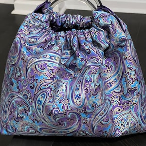 Purple Paisley Handbag, Top Handle Bag, Ladies Handbag, Clear Handles Bag, Catera,