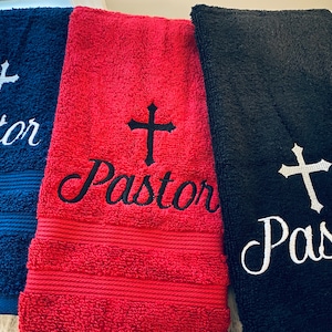 Embroidered Hand Towels, Minister Towels, Clergy, Church, Bible Verses, Church Gifts, Embroidered Cross, Toallas de Mano