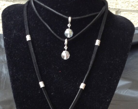 Bailey, suede lace charm necklace