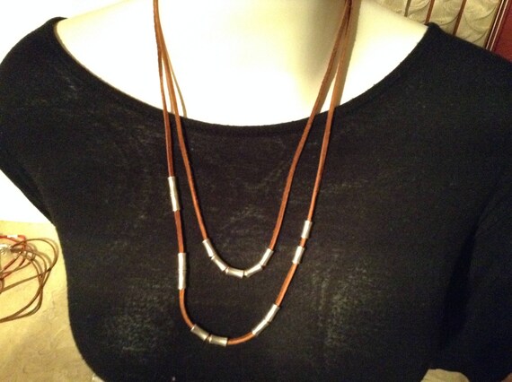 Bailey, suede lace beaded necklace