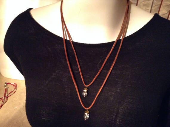 Suede lace necklace with charms