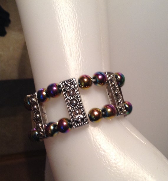 Iridescent Magnetic Hematite bead bracelet