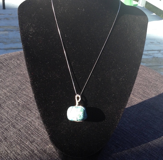 Turquoise gemstone and sterling silver necklace