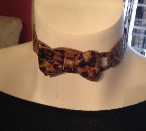 Croc leather bow choker