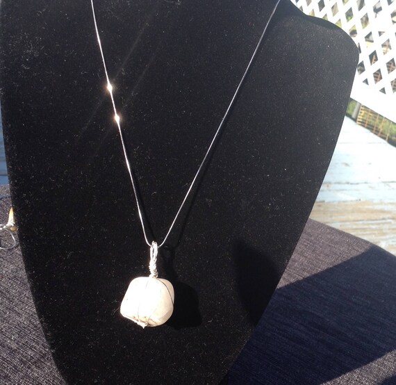 Cloudy quartz gemstone with sterling silver necklace