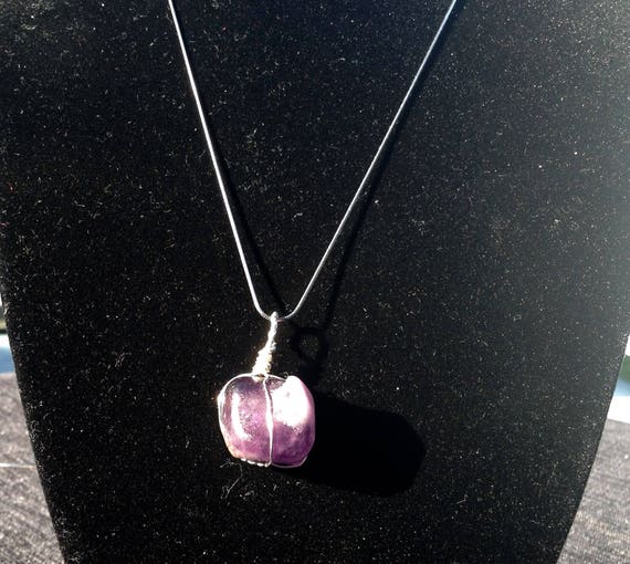 Amethyst gemstone with sterling silver necklace
