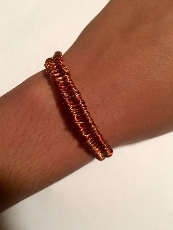 Red copper weaved bracelet